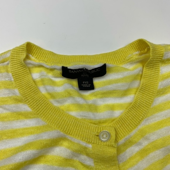 Banana Republic Yellow and White Striped Cardigan - Picture 2 of 3